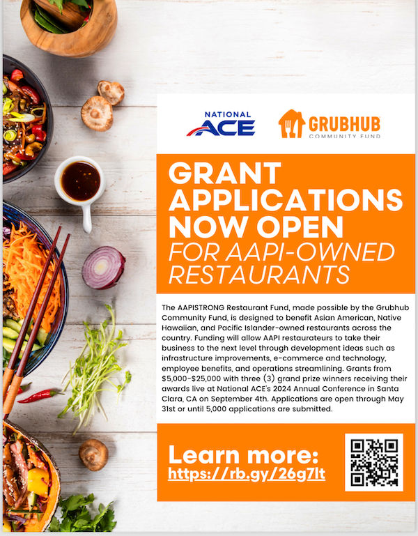 全美亞裔總商會ACE宣佈AAPISTRONG 餐廳基金 申請期限將於2024年5月31日截止